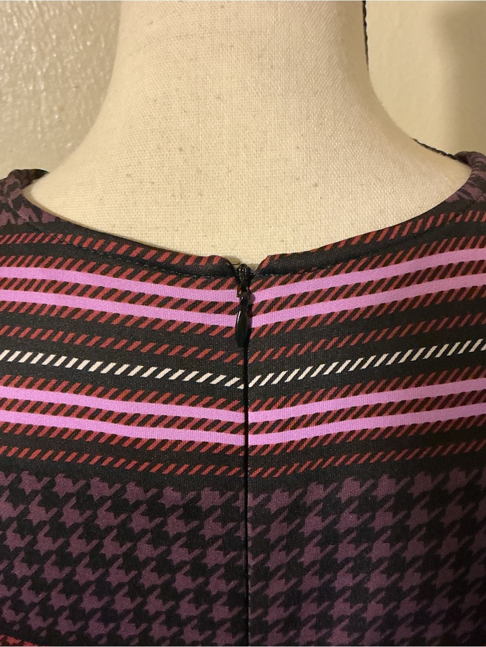 Donna Morgan NWT Size 16 Multicolor Plaid Stripe Long Sleeve Dress - Picture 8 of 11